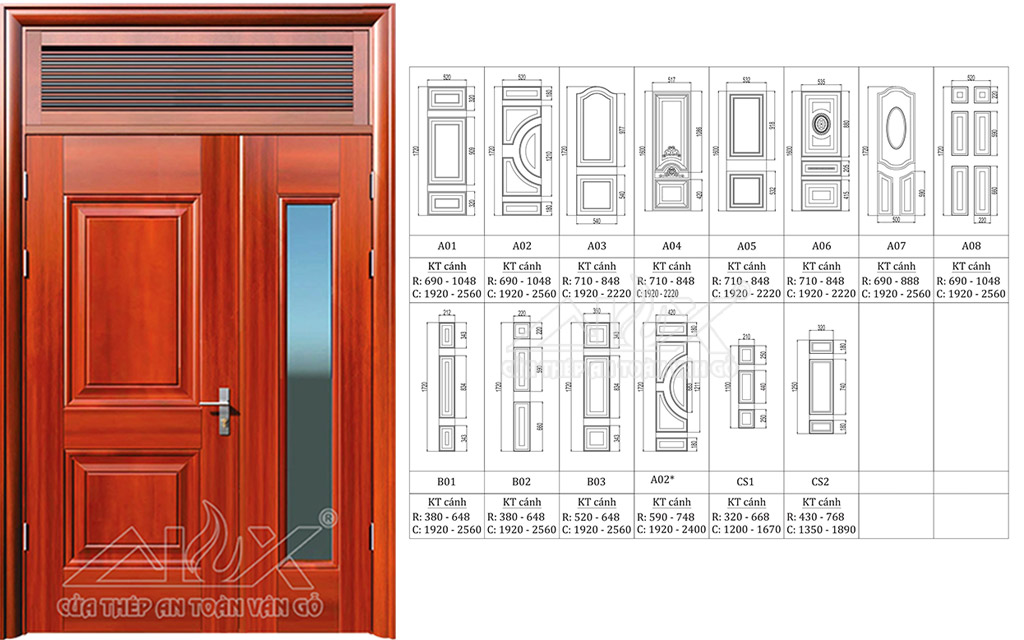 Kích thước cửa chính 2 cánh hợp phong thuỷ