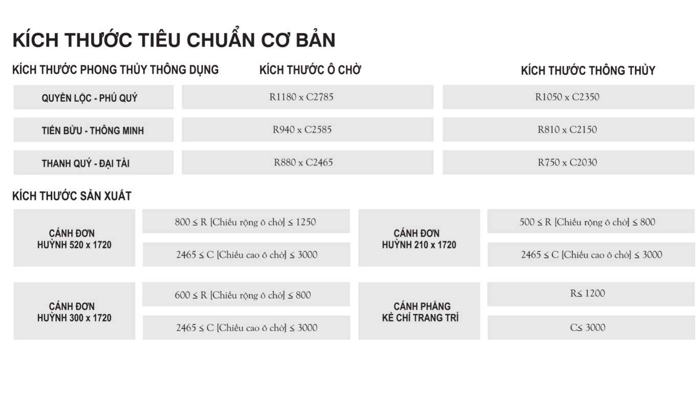 Kích thước cửa chính 2 cánh theo phong thủy