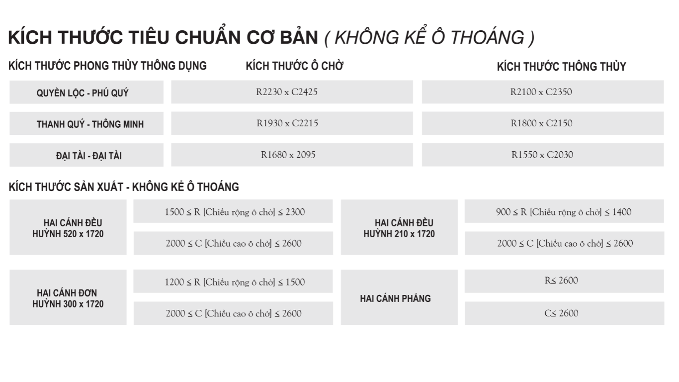 Kích thước cửa chính 4 cánh theo phong thủy