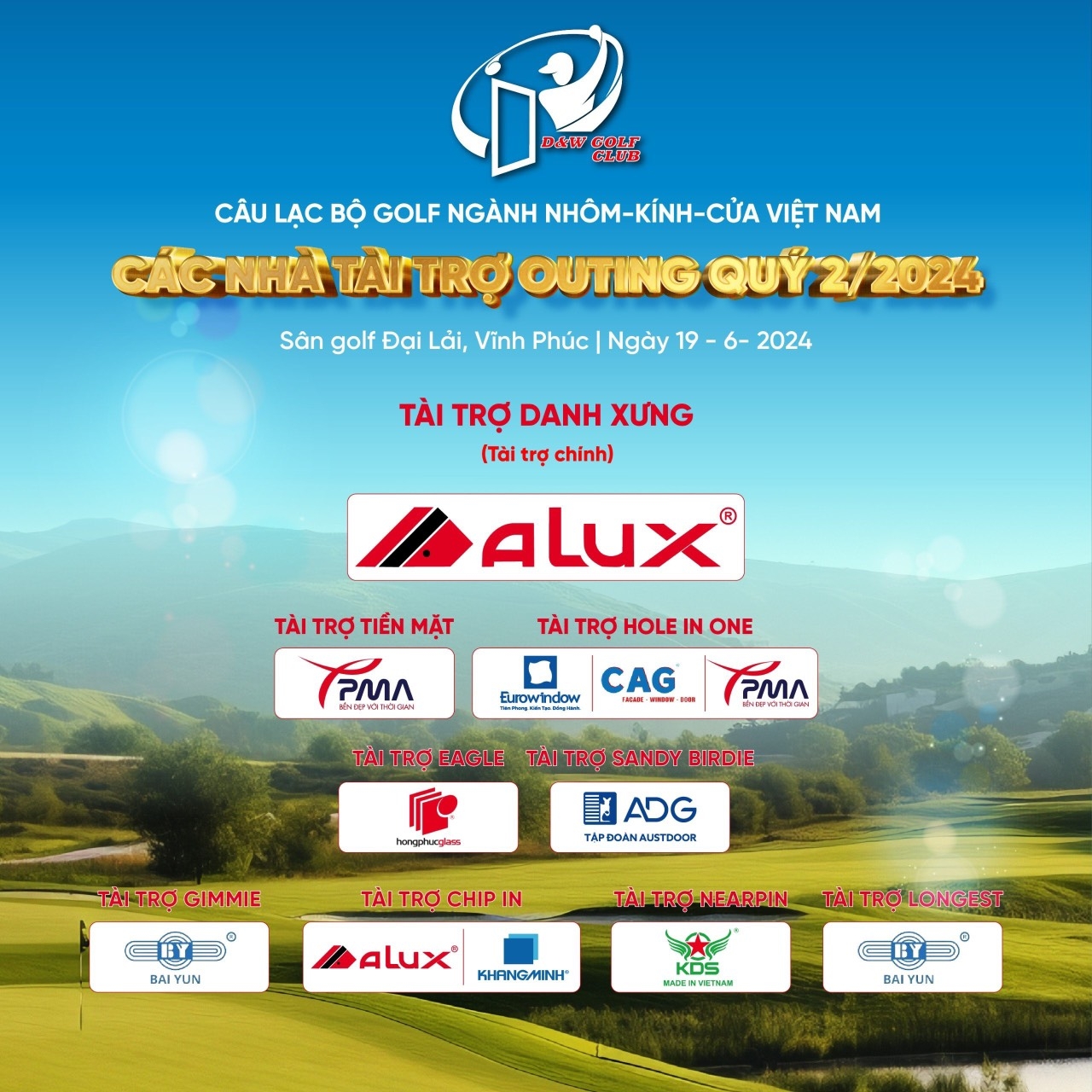 baoxaydung.com.vn - Giải Golf ngành Nhôm – Kính – Cửa Việt Nam quý II/2024 tranh Cup Alux Các nhà tài trợ giải golf