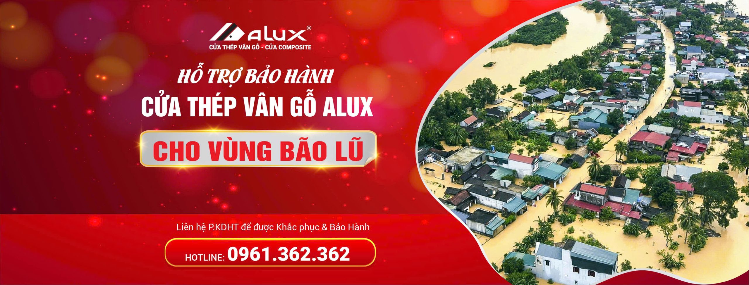 Chính sách bảo hành cửa thép vân gỗ Alux vùng bão lũ