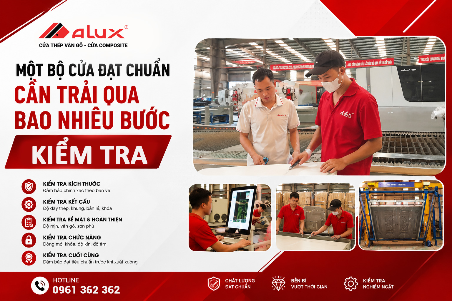 Một bộ cửa đạt chuẩn cần trải qua bao nhiêu bước kiểm tra?