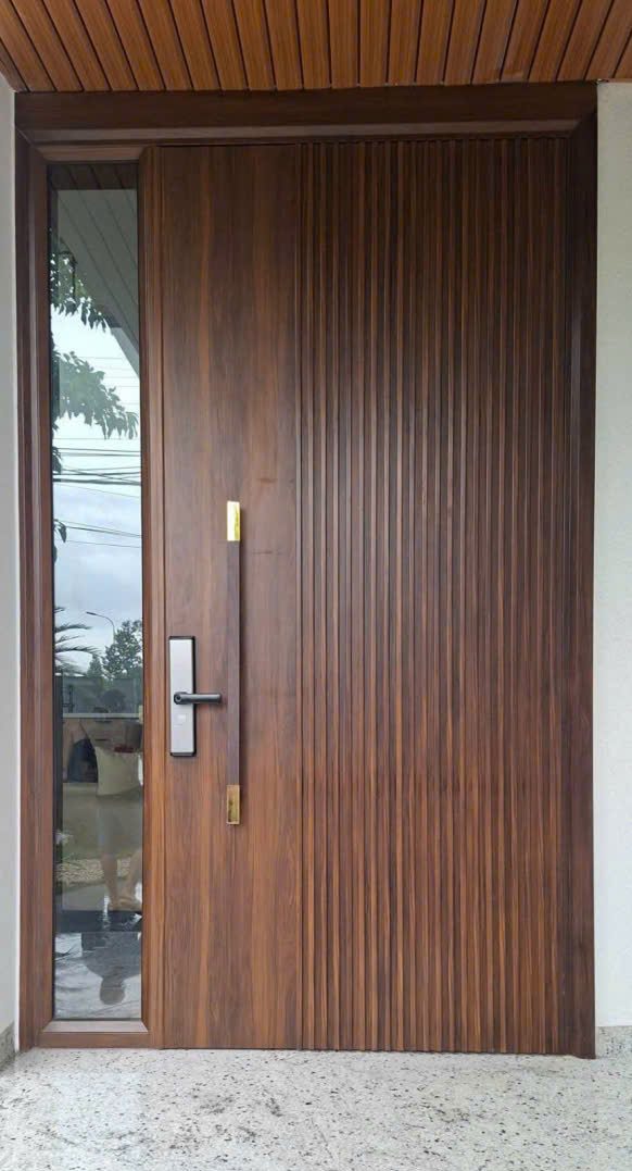 Cửa thép vân gỗ Alux hiện đại