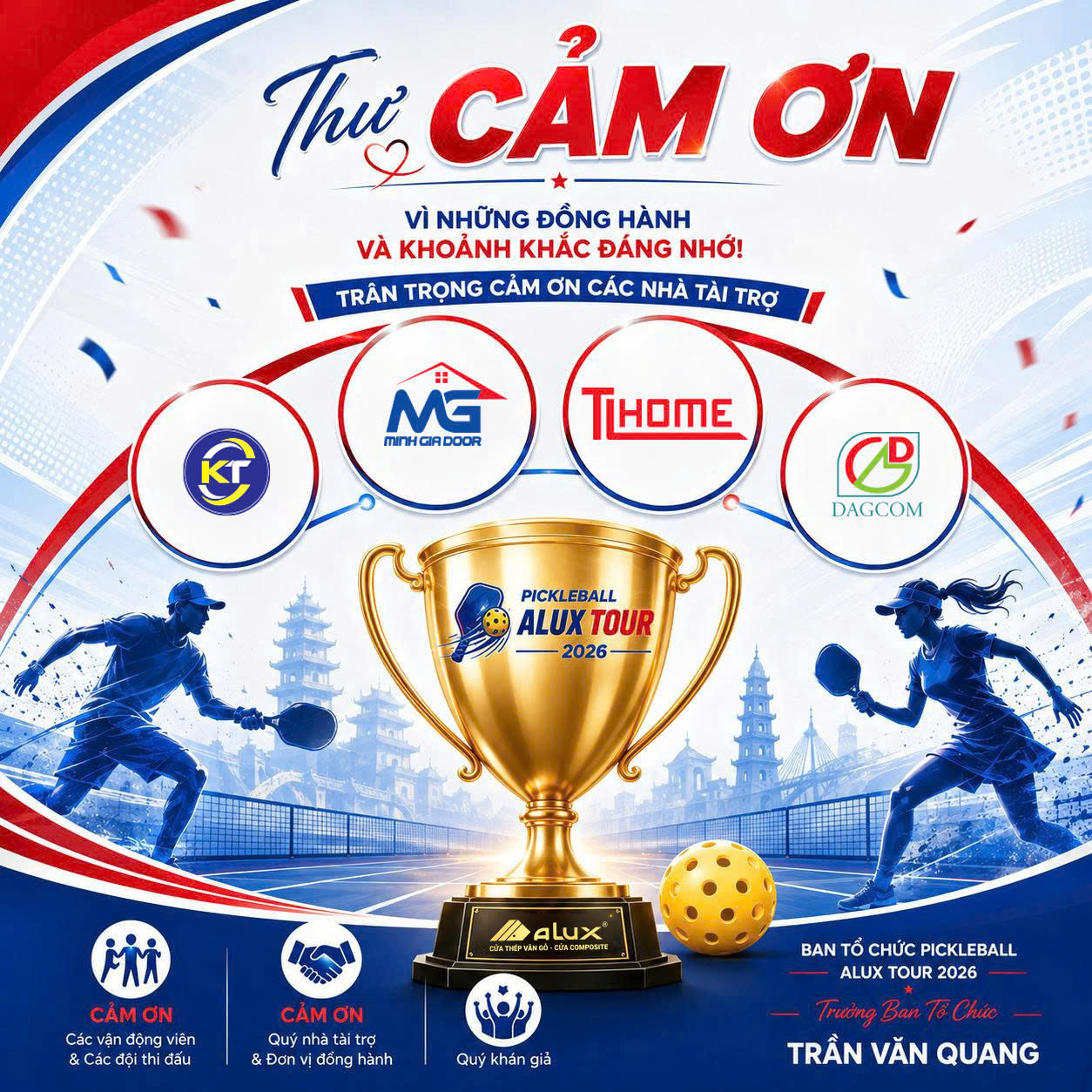 THƯ CẢM ƠN – PICKLEBALL ALUX TOUR 2026