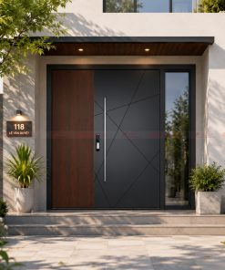Cửa thép Alux Luxury – Cửa tràn viền vân gỗ cao cấp | Mã AL04