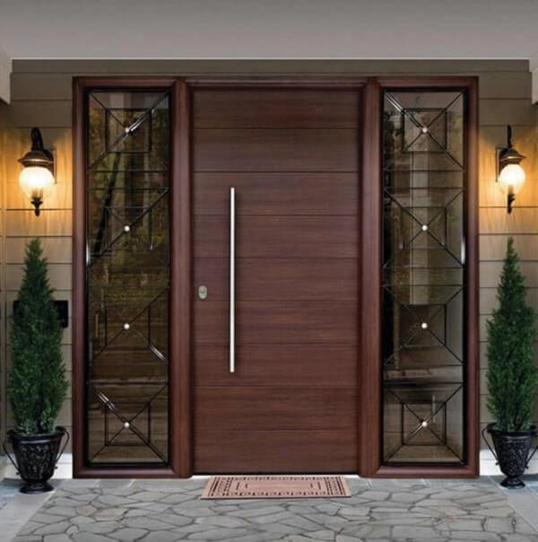 Cửa composite 1 cánh có 2 vách kính lấy sáng