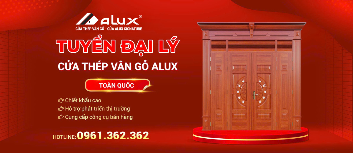 Tuyển đại lý cửa thép vân gỗ Alux